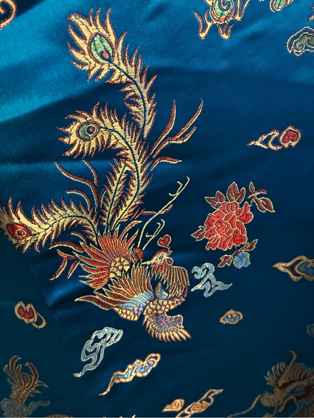 Blue Traditional Chinese Cheongsam Dress Kimono Dragon and Phoenix - Picture 13 of 13